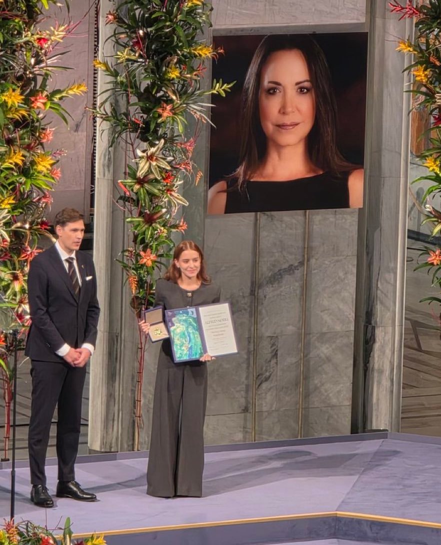 Ana Corina Sosa aparece en el Nobel de la Paz en nombre de María Corina Machado