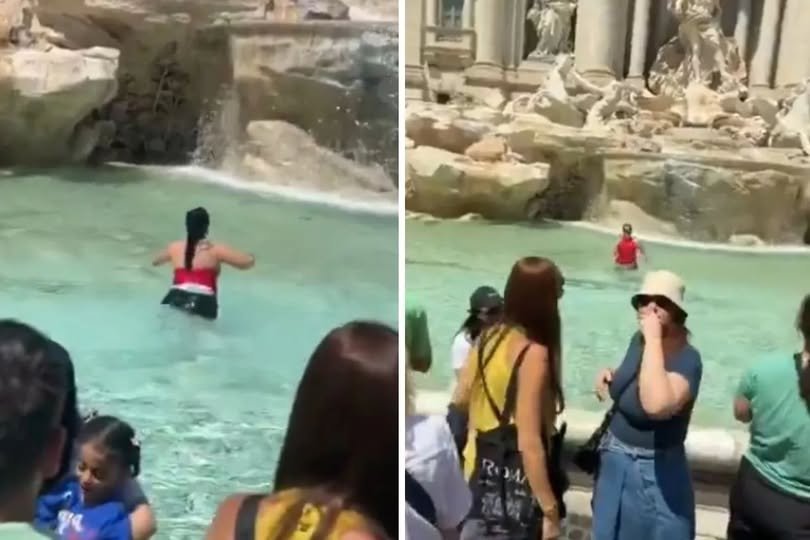 Indignación en Roma: Buscan sancionar a turista que ingresó a nadar en la Fontana di Trevi