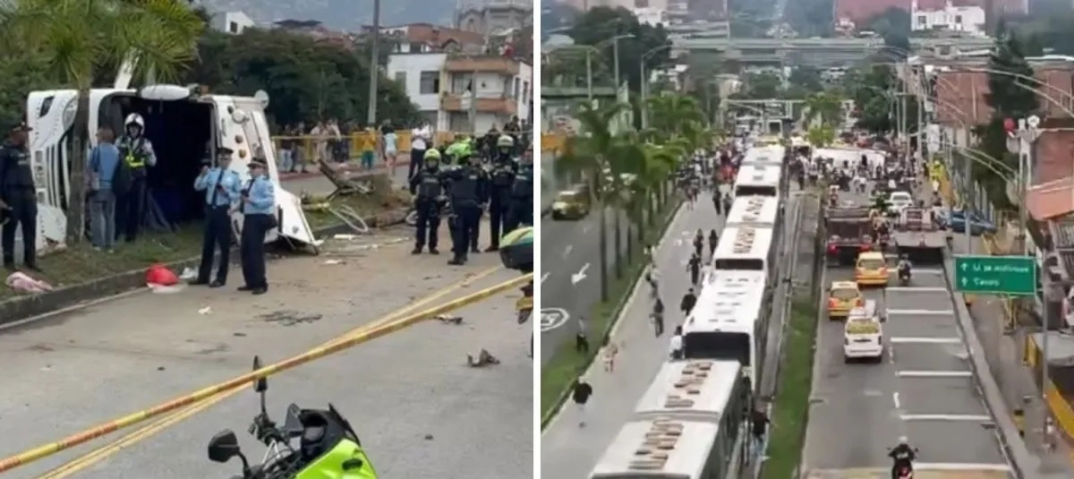 ¡Lamentable emergencia! Bus con peregrinos se vuelca en la avenida Barranquilla